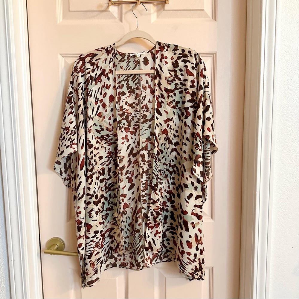 $5 SALE Brown and green animal print kimono